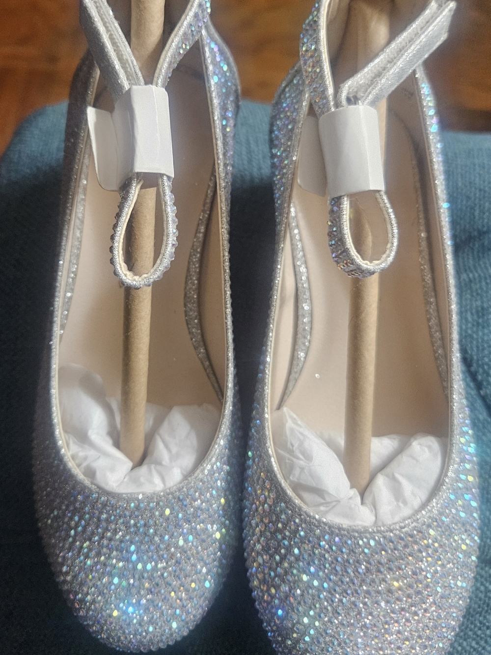 Dream Pairs Iridescent Silver Glitter Rhinestone Girls Dress Shoes